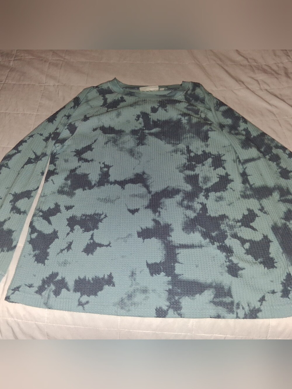 No Boundaries Men's Waffle Knit Thermal Top  - Blue Camo - Large (42-44)